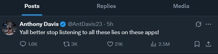 皇冠体育-浓眉发文驳斥Shams报道：你们最好别听信这些谣言！